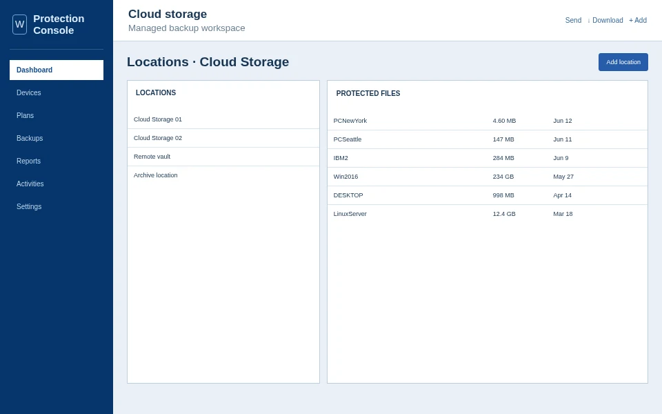 Cloud Storage backup control view