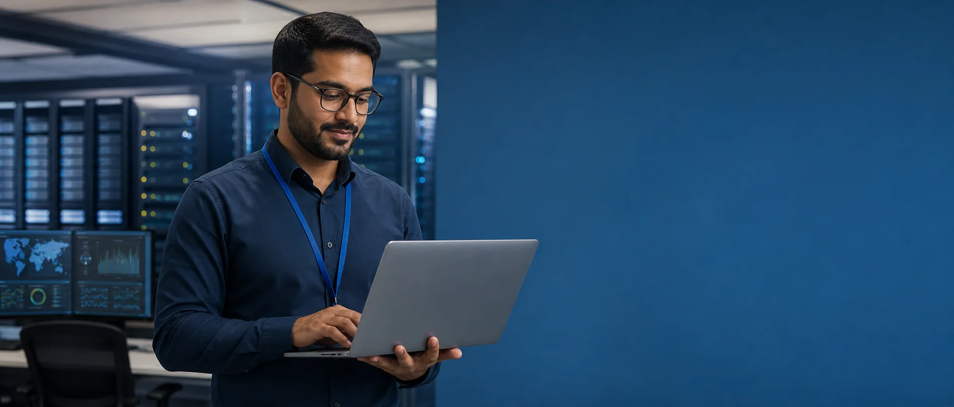 Infrastructure support engineer reviewing a managed server environment