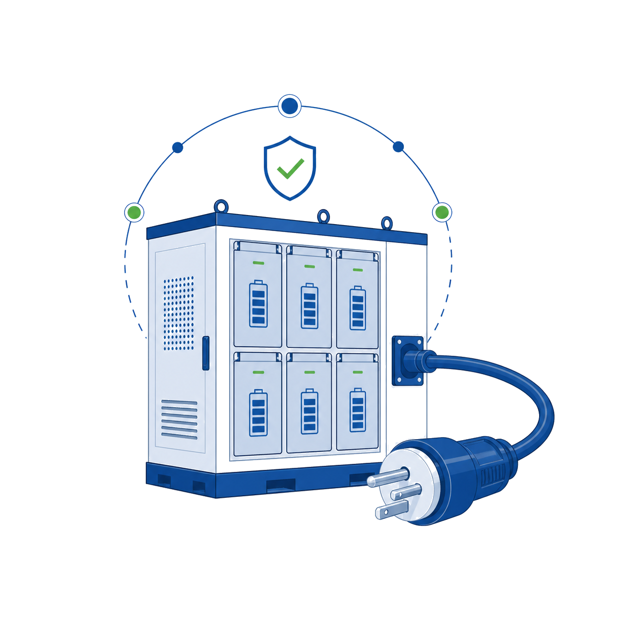 Battery backup and enterprise power connector illustration