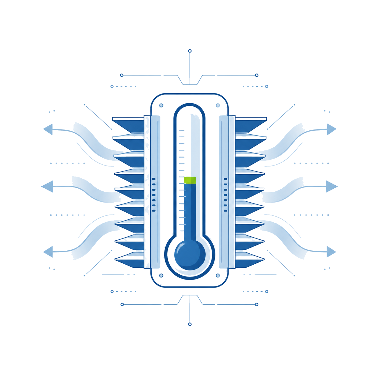 Thermometer and controlled airflow illustration