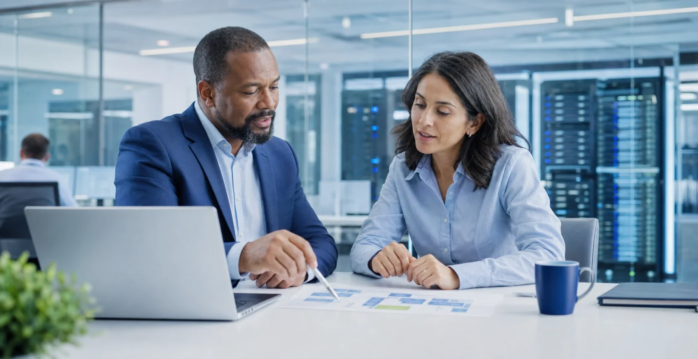 Infrastructure specialists coordinating service plans for a partner account